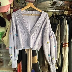 For Love and Lemons cardigan with sequin embroidered flowers